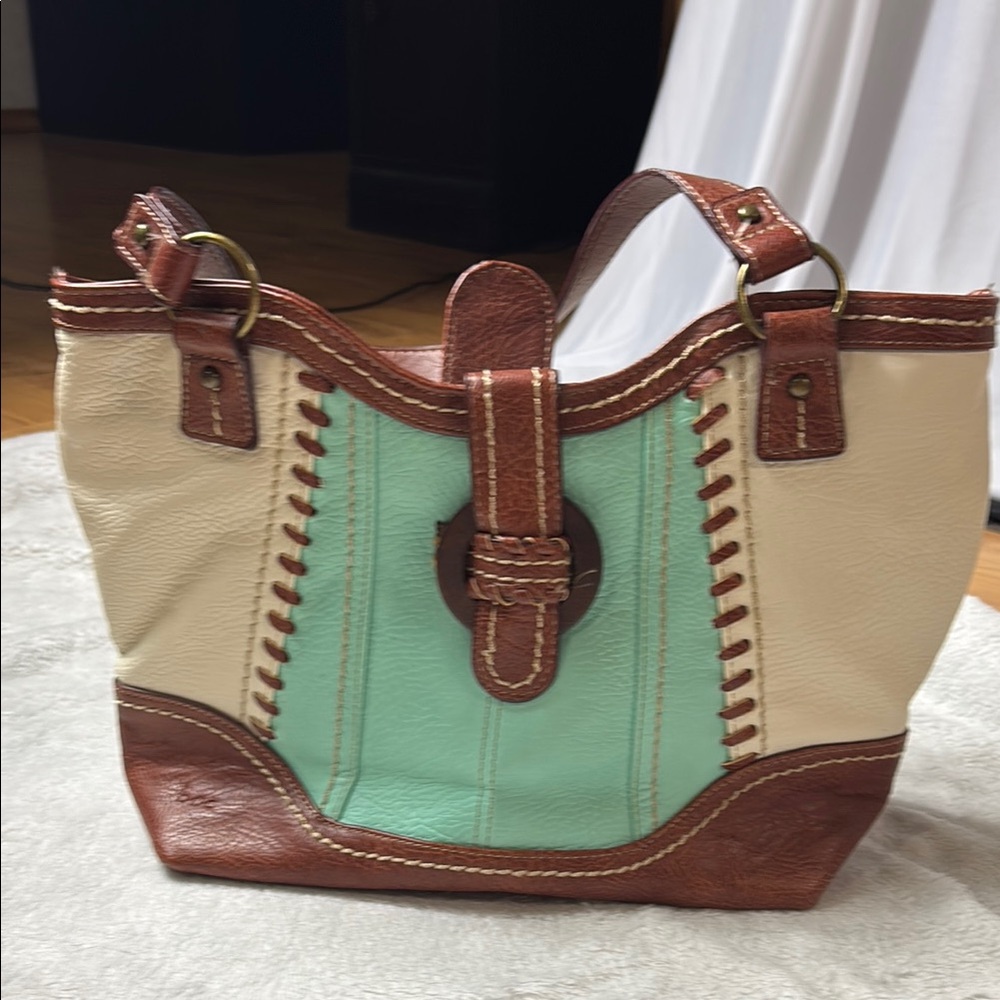 Born Concept Stylish Brown and Cream Tote Bag